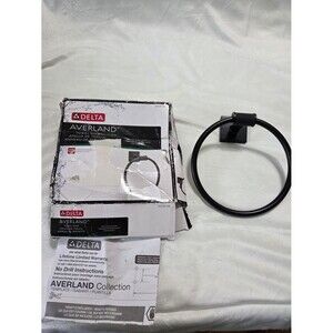 New Delta Averland Black Towel Ring AVE46-MB